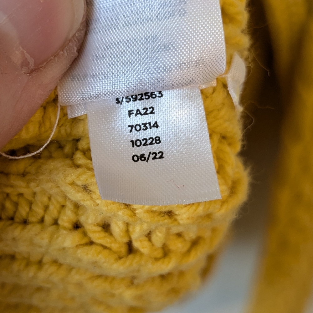 Ann Taylor 2022 Mustard Yellow Women's Cotton Blend Fisherman Cable Knit Sweater - Picture 7 of 7